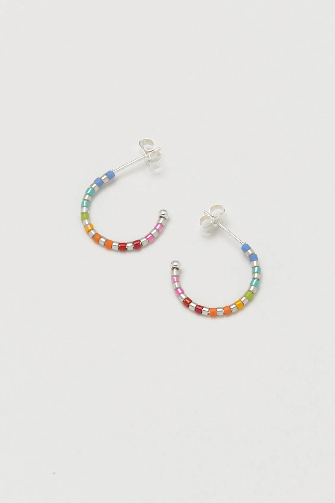 Rainbow Beaded Hoop Earrings