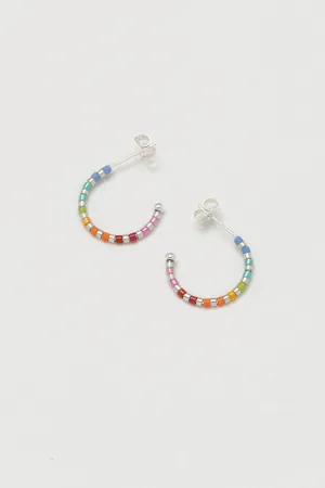 Rainbow Beaded Hoop Earrings