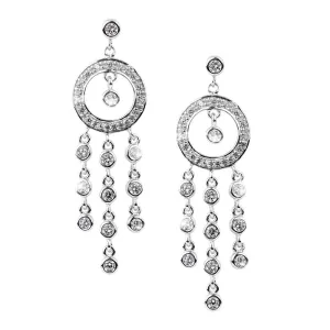 Raindrop Chandelier Rhodium Earrings