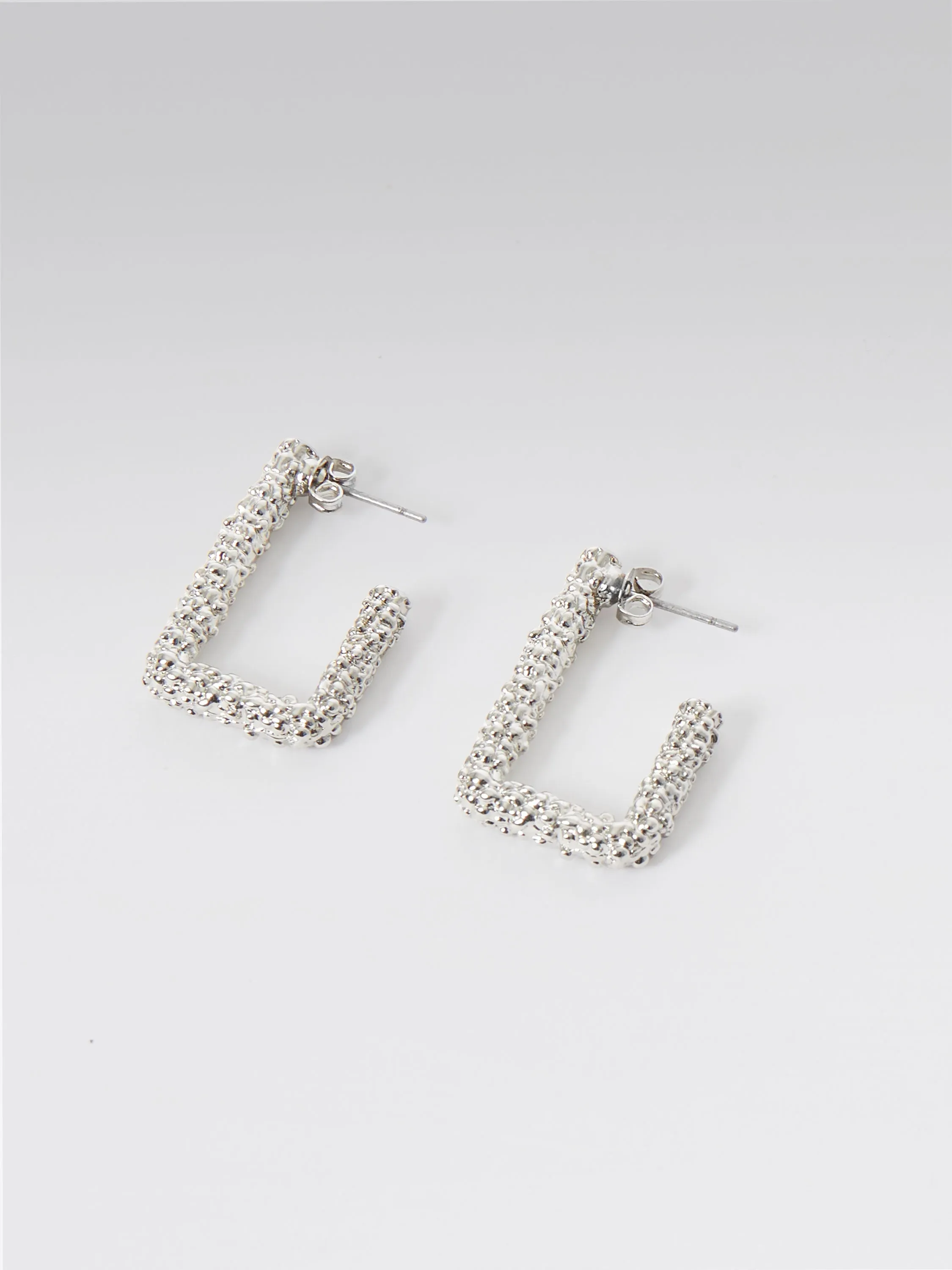 Scrunch Metal Rectangular Hoop Earrings