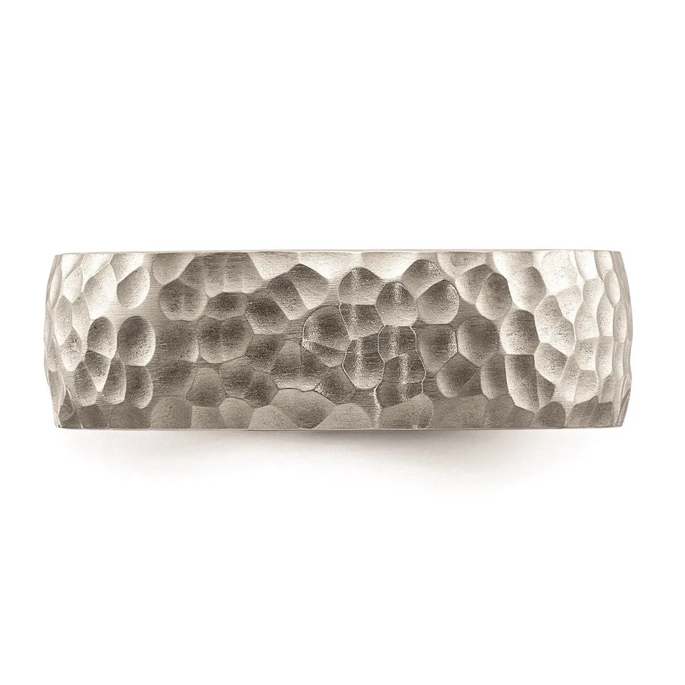 Stainless Steel Brushed and Polished Hammered 7.5mm Band | SR672