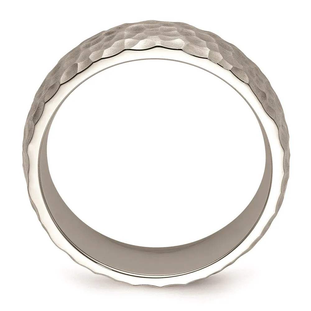 Stainless Steel Brushed and Polished Hammered 7.5mm Band | SR672