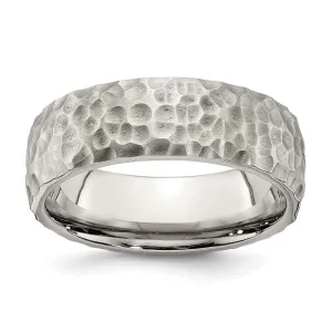Stainless Steel Brushed and Polished Hammered 7.5mm Band | SR672