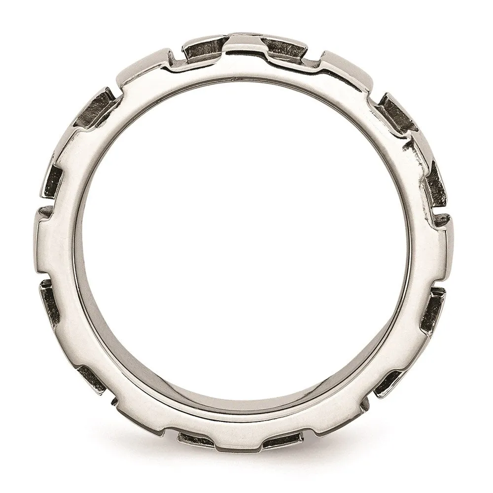 Stainless Steel Crosses w/Diamond 9.00mm Brushed & Polished Band | SR67AA