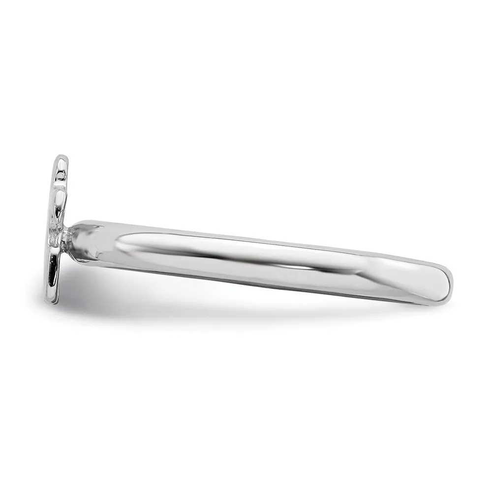 Sterling Silver Stackable Exp. Rhodium-plated Awareness Puzzle Piece Ring | QSK873