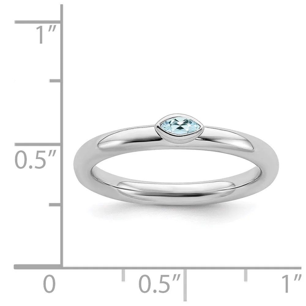 Sterling Silver Stackable Expressions Aquamarine Ring | QSK2126