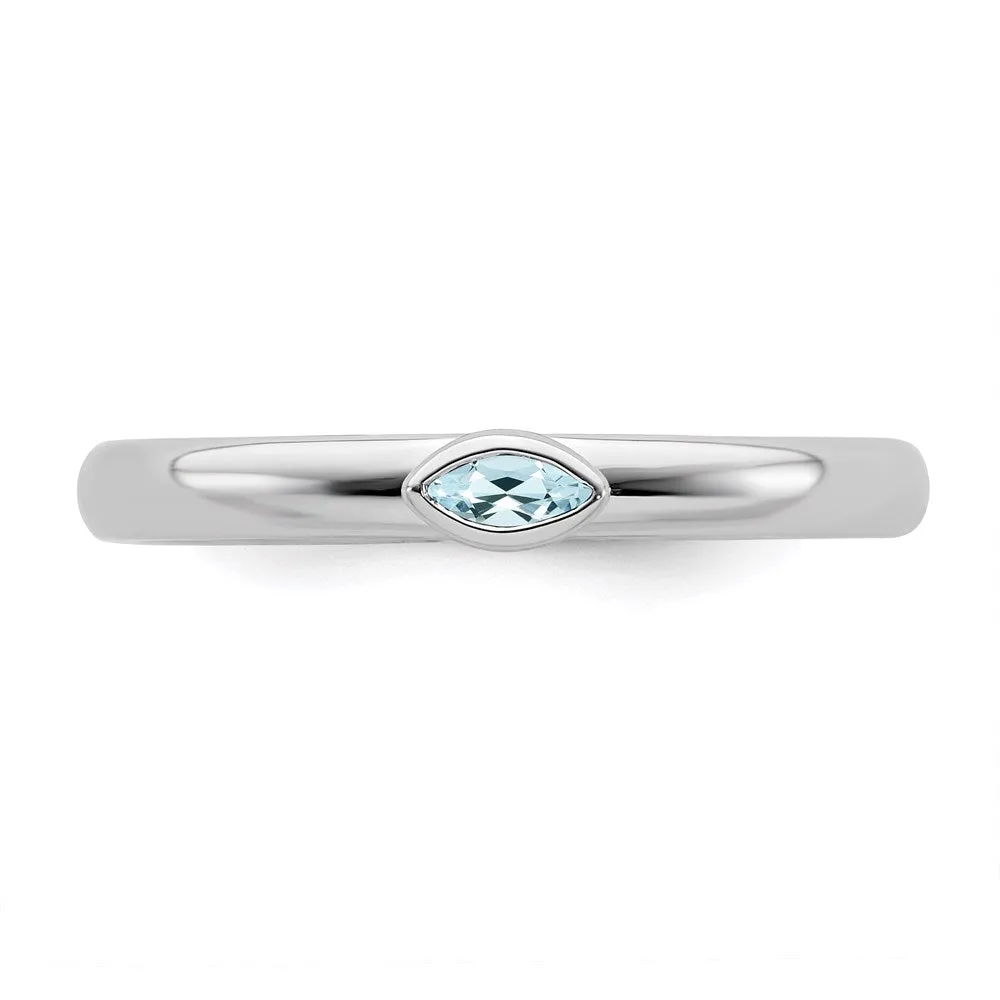 Sterling Silver Stackable Expressions Aquamarine Ring | QSK2126
