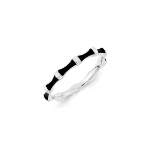Sterling Silver Stackable Expressions Black Enameled Ring | QSK1393