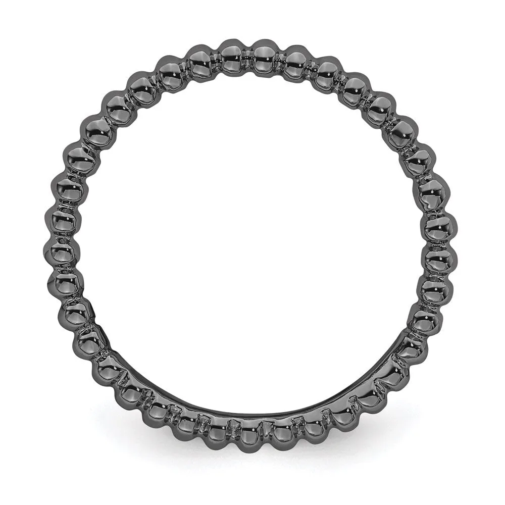 Sterling Silver Stackable Expressions Black-plated Beaded Ring | QSK213