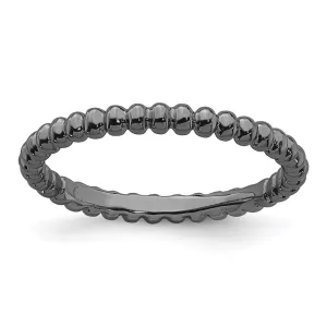 Sterling Silver Stackable Expressions Black-plated Beaded Ring | QSK213