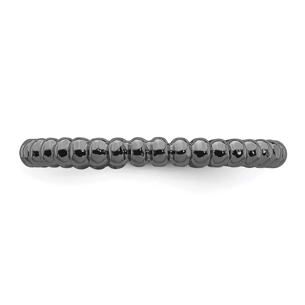 Sterling Silver Stackable Expressions Black-plated Beaded Ring | QSK213