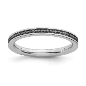 Sterling Silver Stackable Expressions Black-plated Channeled Ring | QSK1620