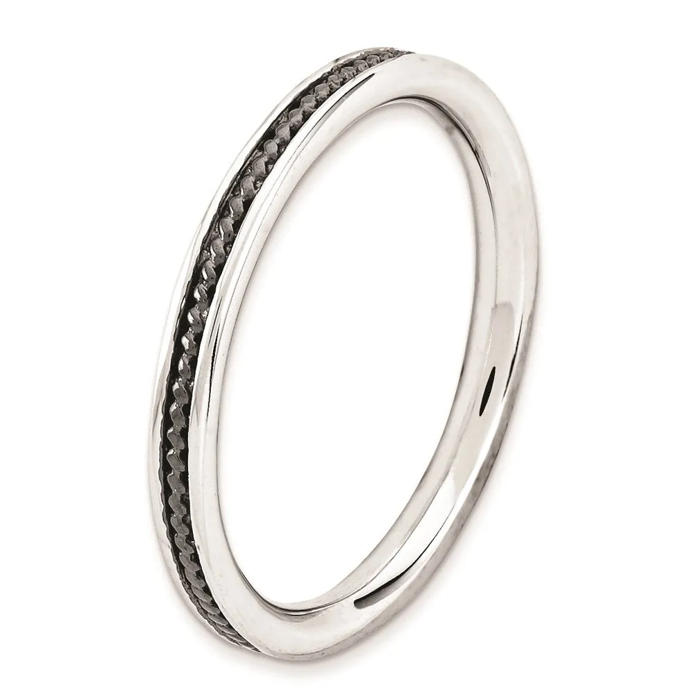 Sterling Silver Stackable Expressions Black-plated Channeled Ring | QSK1620