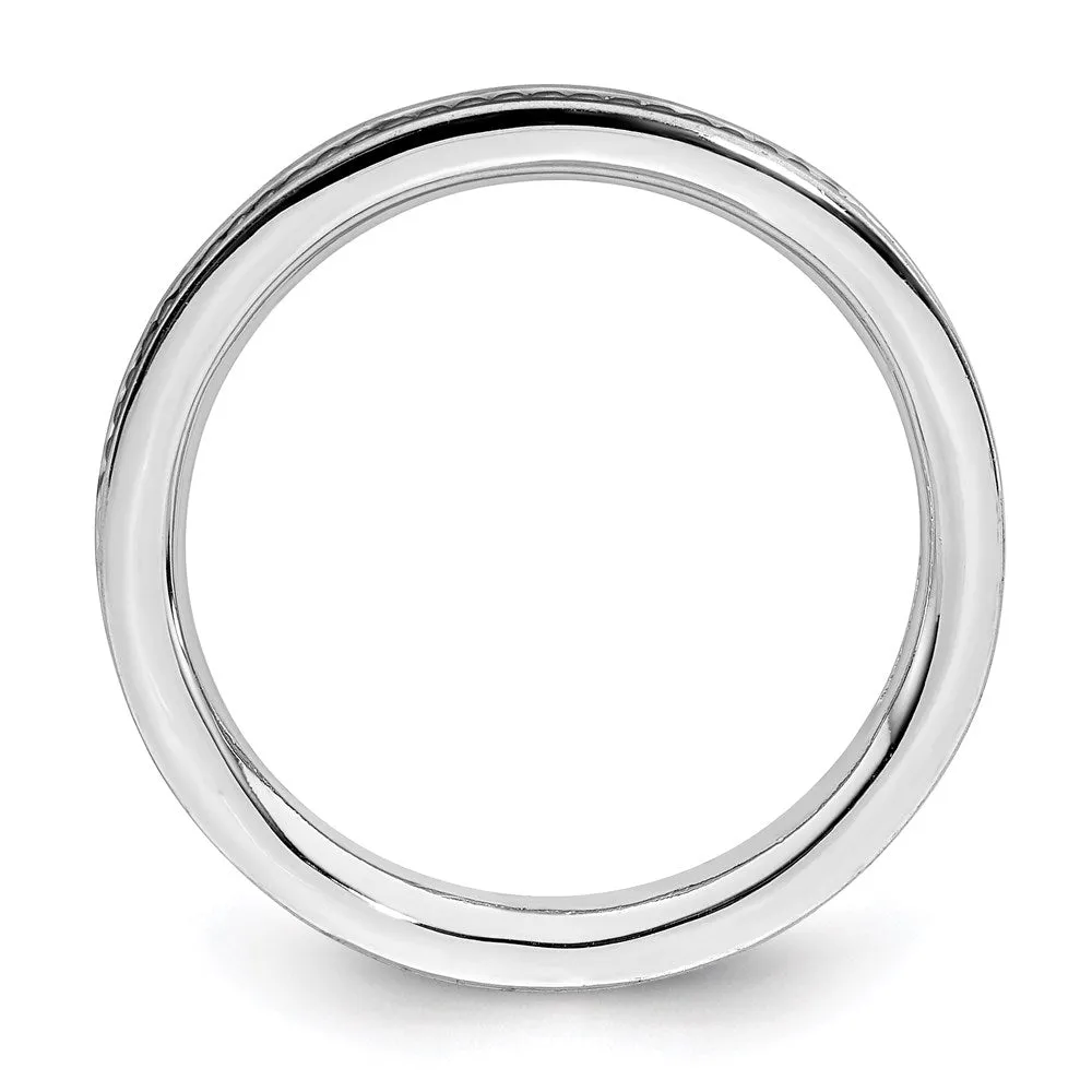 Sterling Silver Stackable Expressions Black-plated Channeled Ring | QSK1620
