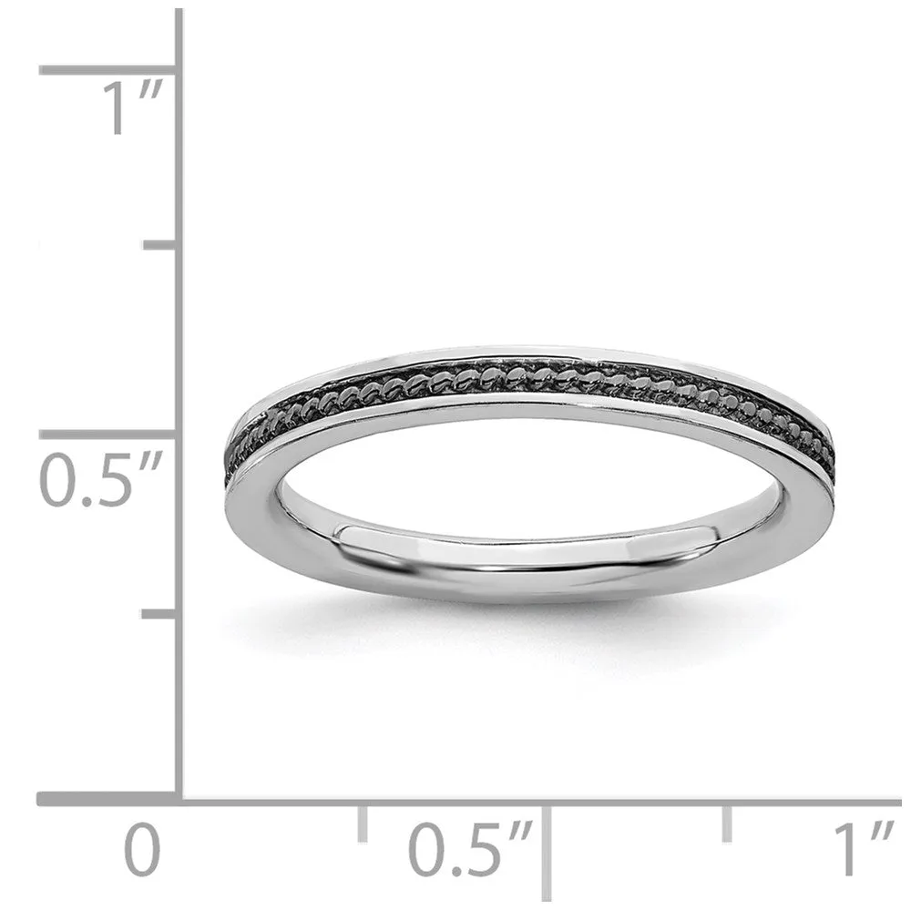 Sterling Silver Stackable Expressions Black-plated Channeled Ring | QSK1620