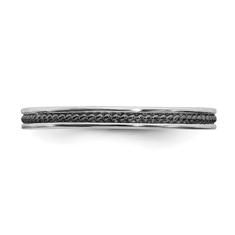 Sterling Silver Stackable Expressions Black-plated Channeled Ring | QSK1620
