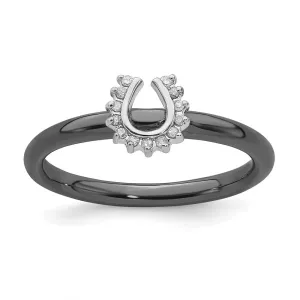 Sterling Silver Stackable Expressions Black-plated Dia. Horseshoe Ring | QSK1980