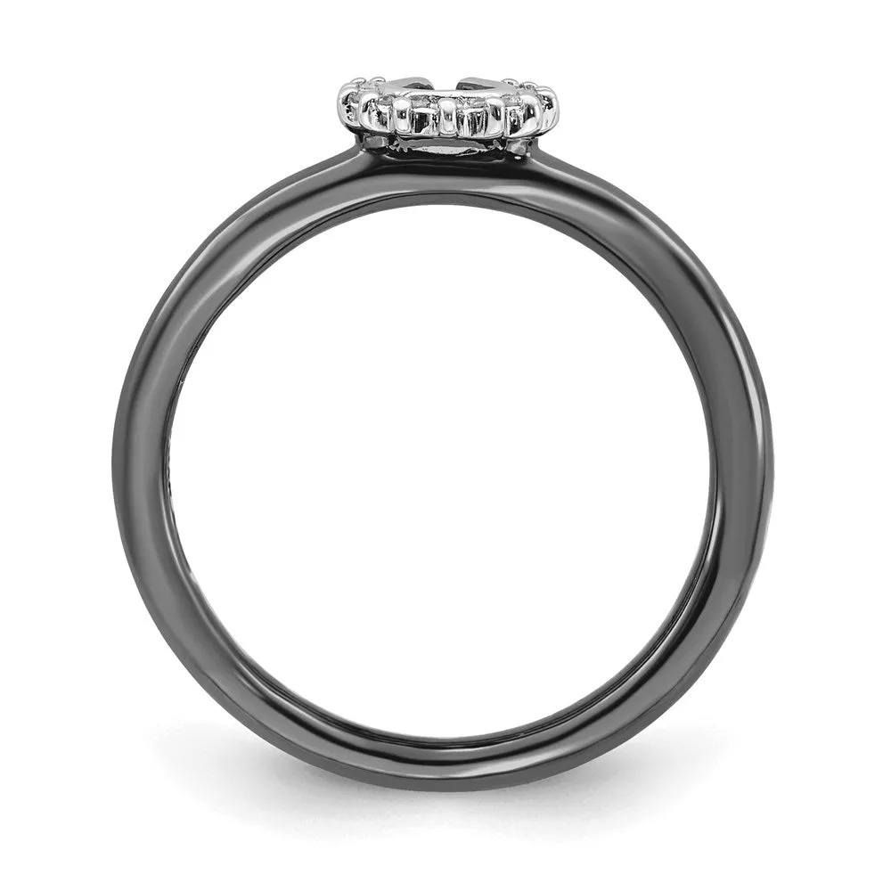 Sterling Silver Stackable Expressions Black-plated Dia. Horseshoe Ring | QSK1980