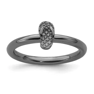 Sterling Silver Stackable Expressions Black-plated Flip Flop Ring | QSK1967