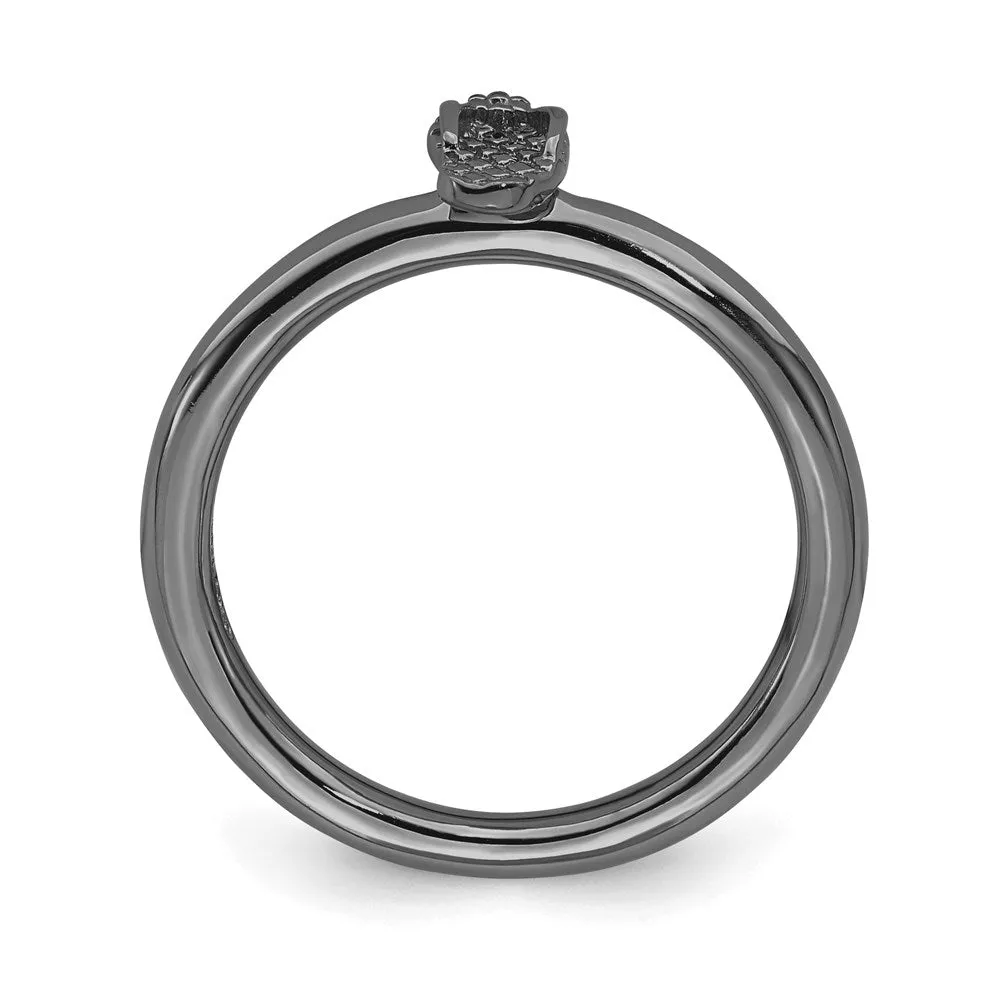 Sterling Silver Stackable Expressions Black-plated Flip Flop Ring | QSK1967