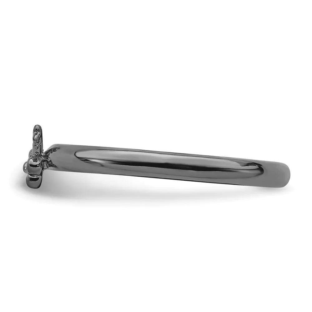 Sterling Silver Stackable Expressions Black-plated Key Ring | QSK1963