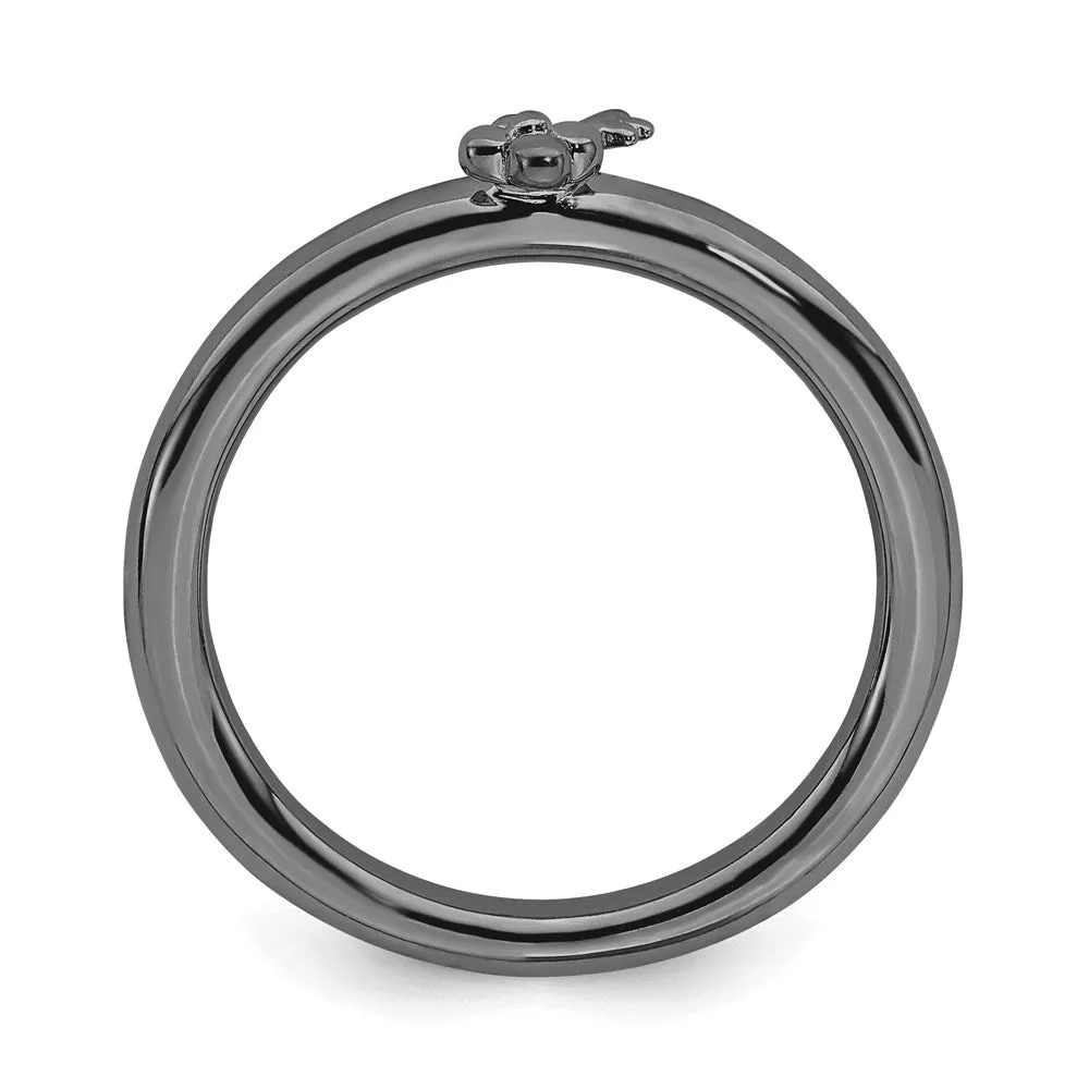 Sterling Silver Stackable Expressions Black-plated Key Ring | QSK1963