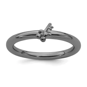 Sterling Silver Stackable Expressions Black-plated Key Ring | QSK1963