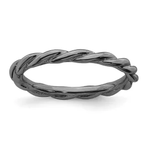 Sterling Silver Stackable Expressions Black-plated Twist Ring | QSK2007