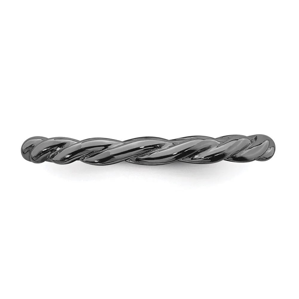 Sterling Silver Stackable Expressions Black-plated Twist Ring | QSK2007