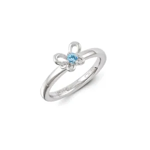 Sterling Silver Stackable Expressions Blue Topaz Ring | QSK1248