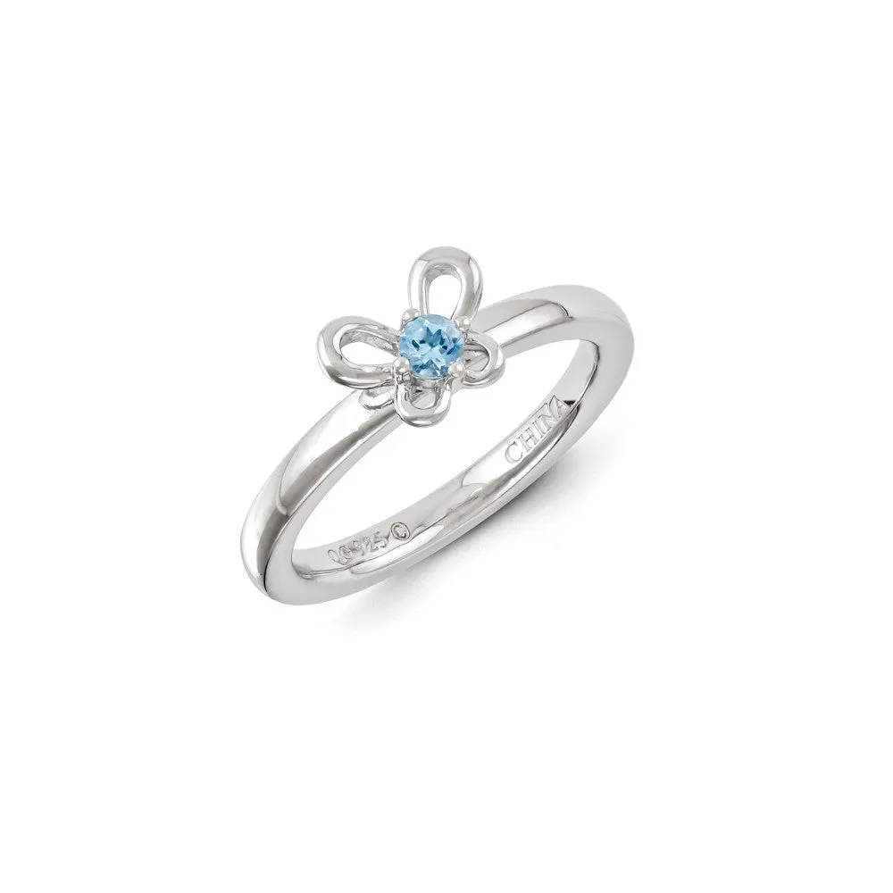 Sterling Silver Stackable Expressions Blue Topaz Ring | QSK1248
