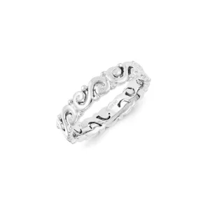 Sterling Silver Stackable Expressions Carved Band Ring | QSK1442