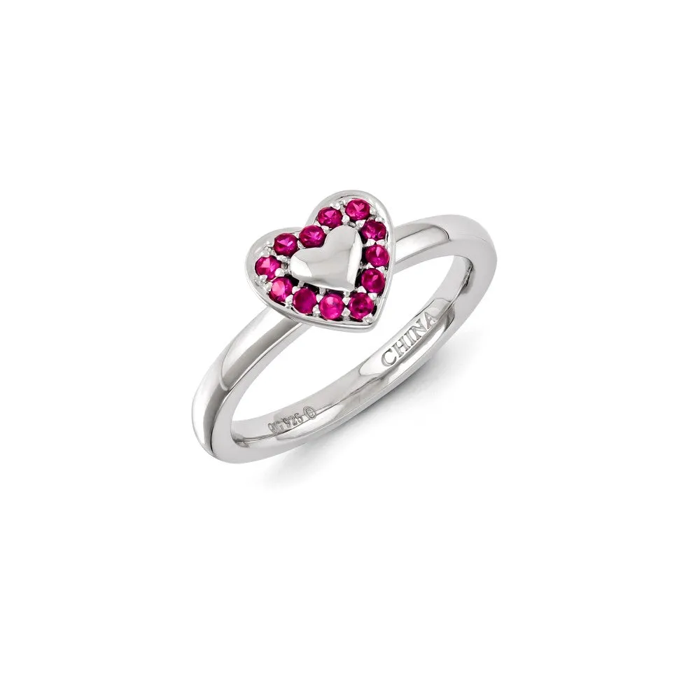 Sterling Silver Stackable Expressions Created Ruby Ring | QSK1253