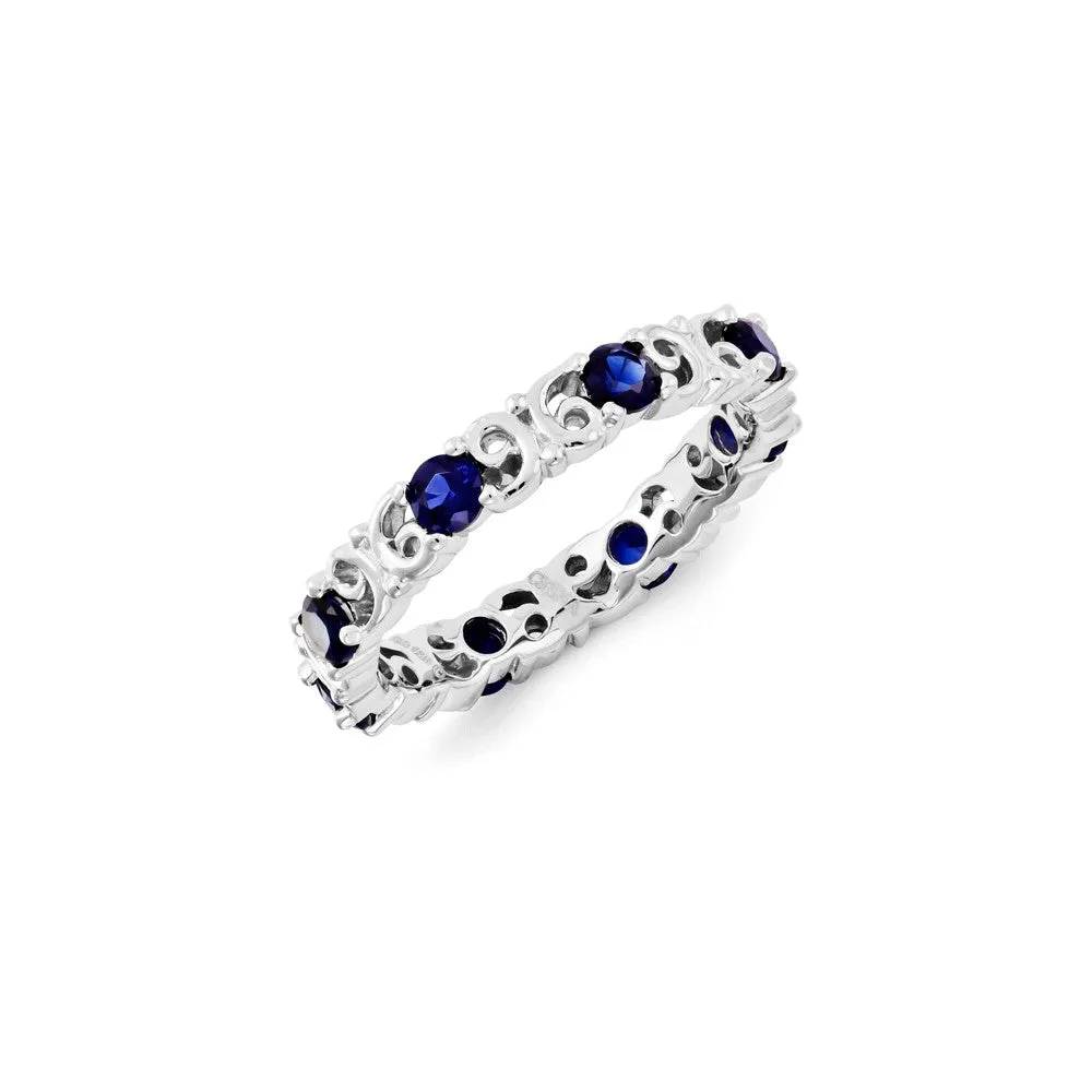 Sterling Silver Stackable Expressions Created Sapphire Ring | QSK1221