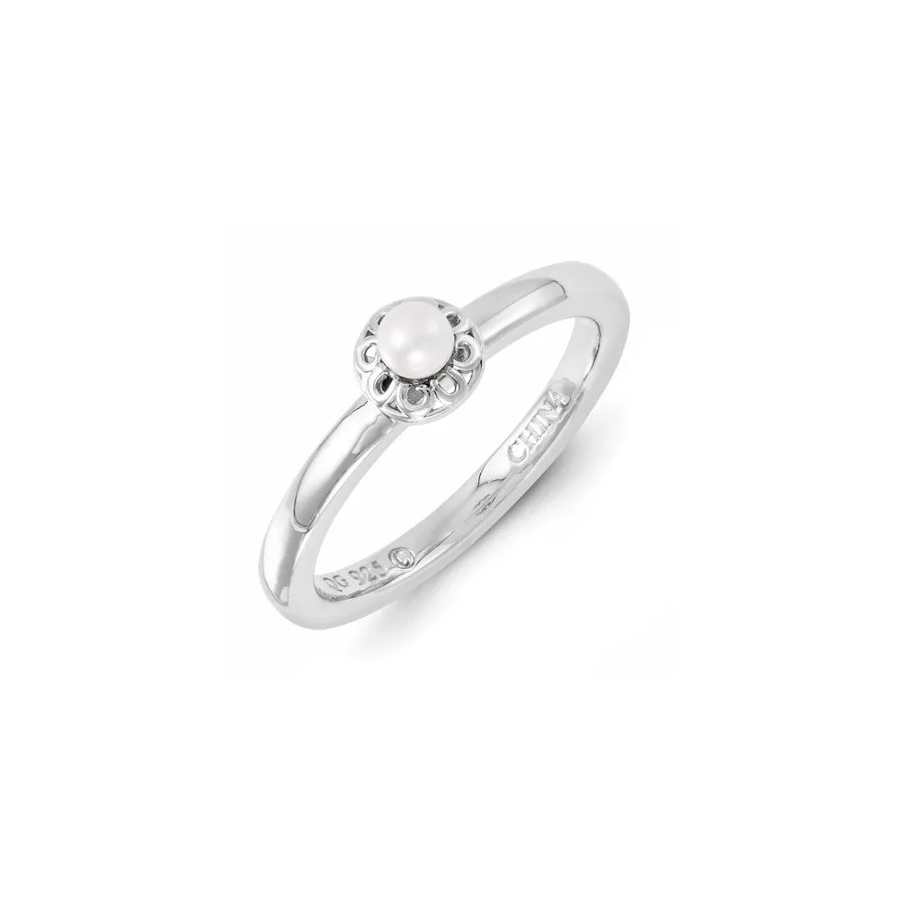 Sterling Silver Stackable Expressions FW Cultured Pearl Ring | QSK1326