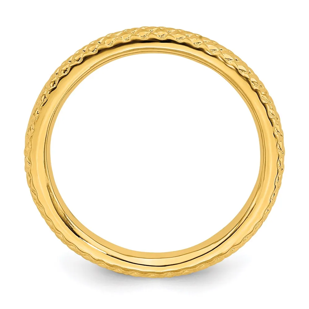 Sterling Silver Stackable Expressions Gold-plated Cable Ring | QSK202