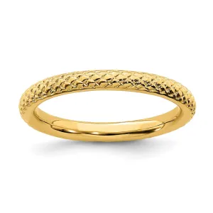 Sterling Silver Stackable Expressions Gold-plated Cable Ring | QSK202