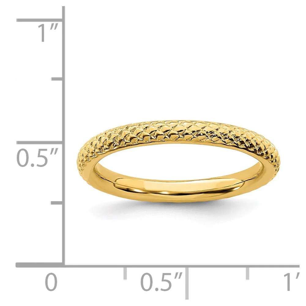 Sterling Silver Stackable Expressions Gold-plated Cable Ring | QSK202