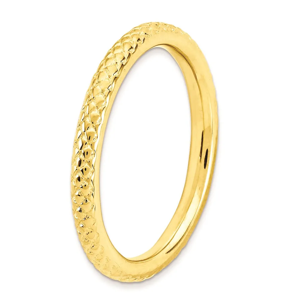 Sterling Silver Stackable Expressions Gold-plated Cable Ring | QSK202