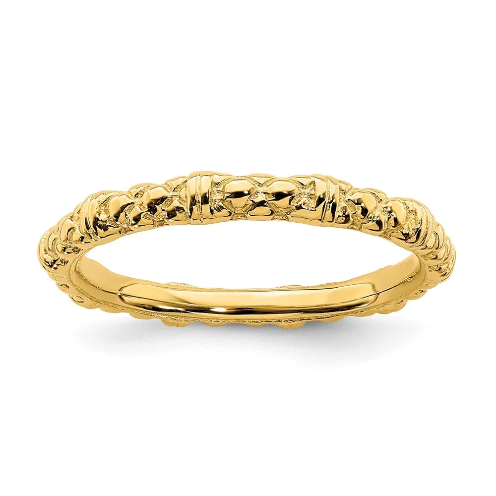 Sterling Silver Stackable Expressions Gold-plated Cable Ring | QSK206