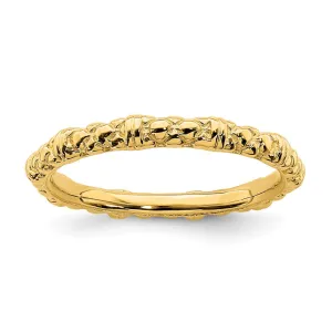 Sterling Silver Stackable Expressions Gold-plated Cable Ring | QSK206