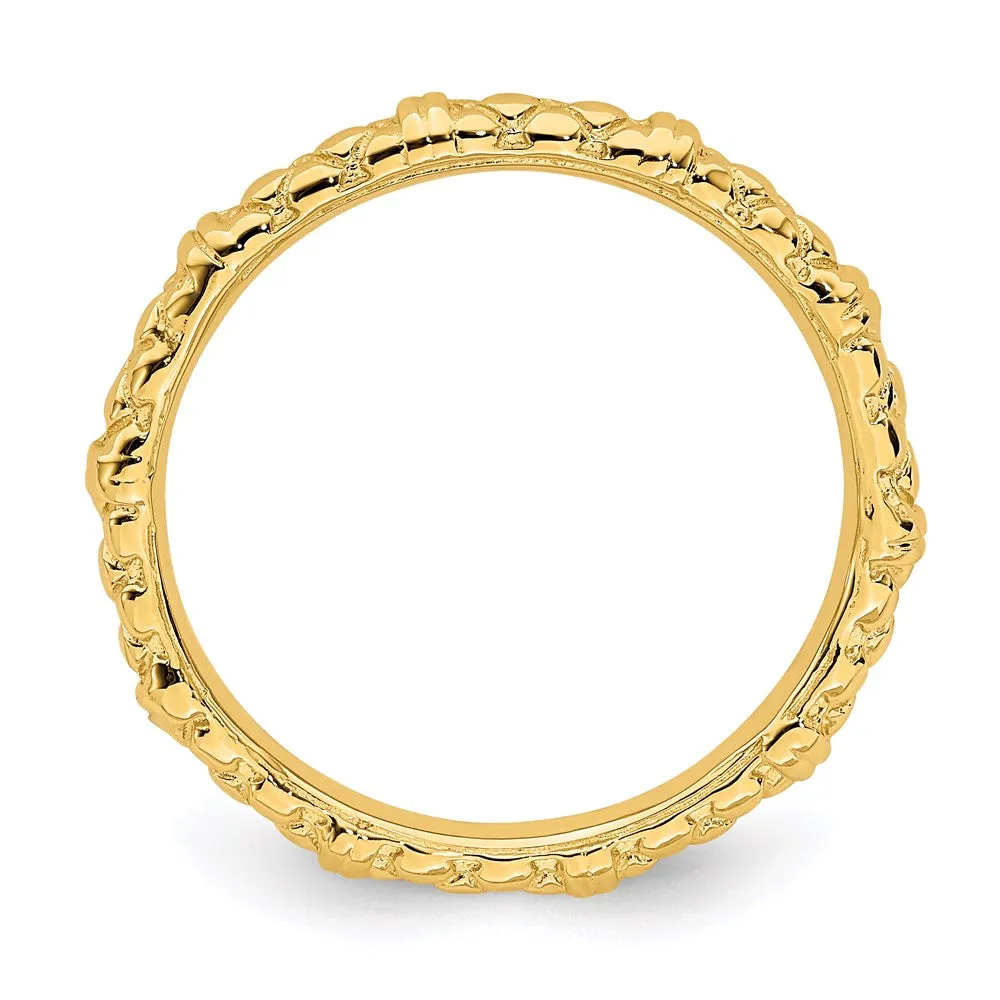 Sterling Silver Stackable Expressions Gold-plated Cable Ring | QSK206