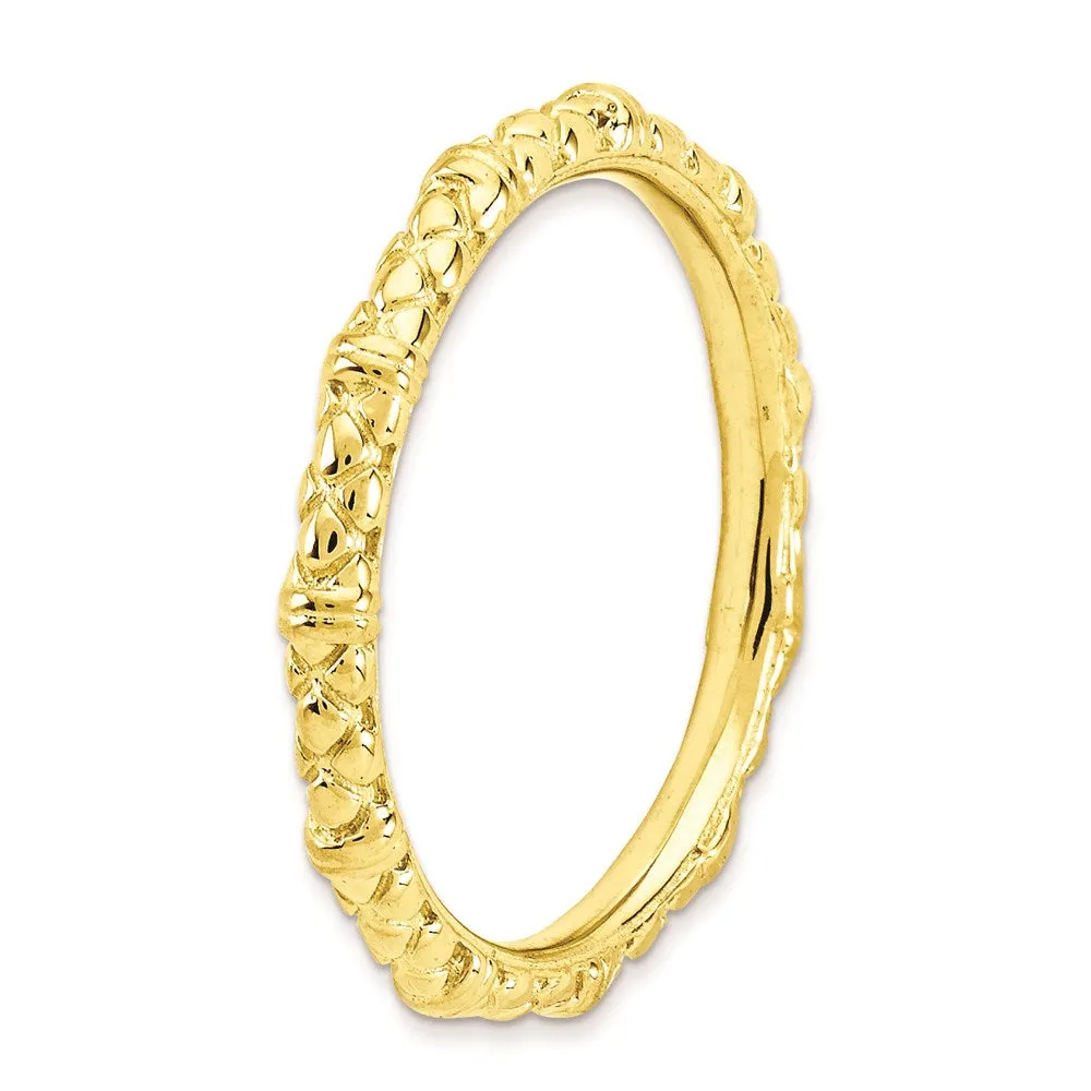 Sterling Silver Stackable Expressions Gold-plated Cable Ring | QSK206