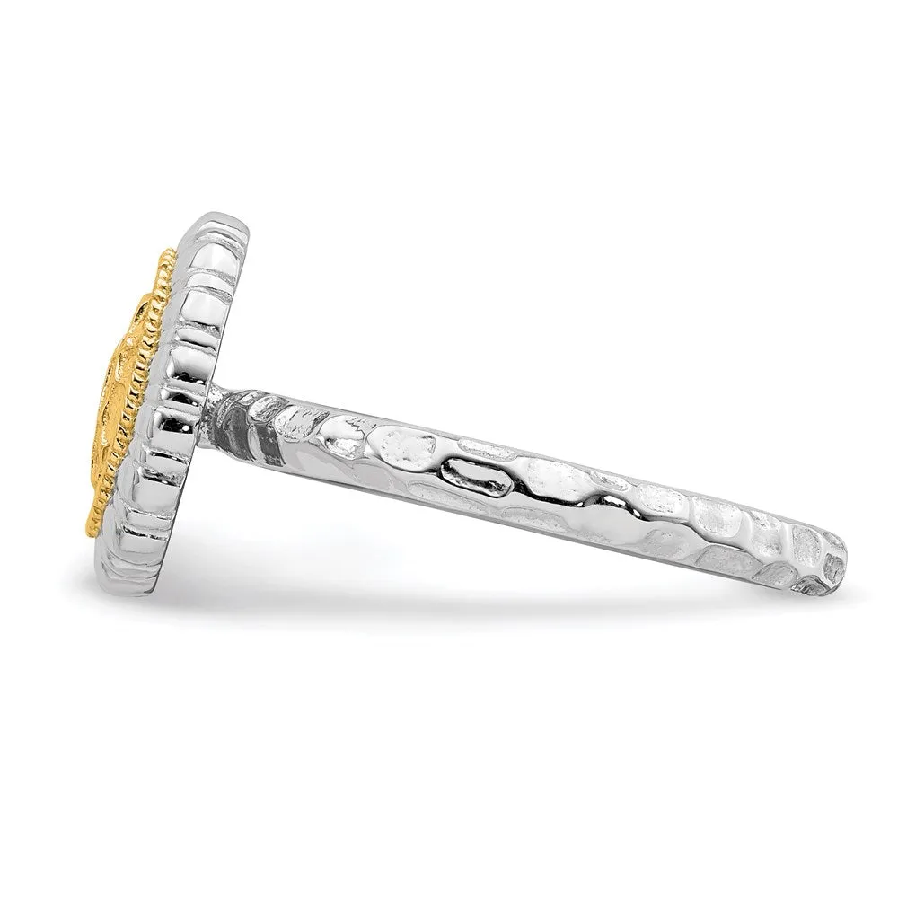 Sterling Silver Stackable Expressions Gold-plated Oval Ring | QSK1607
