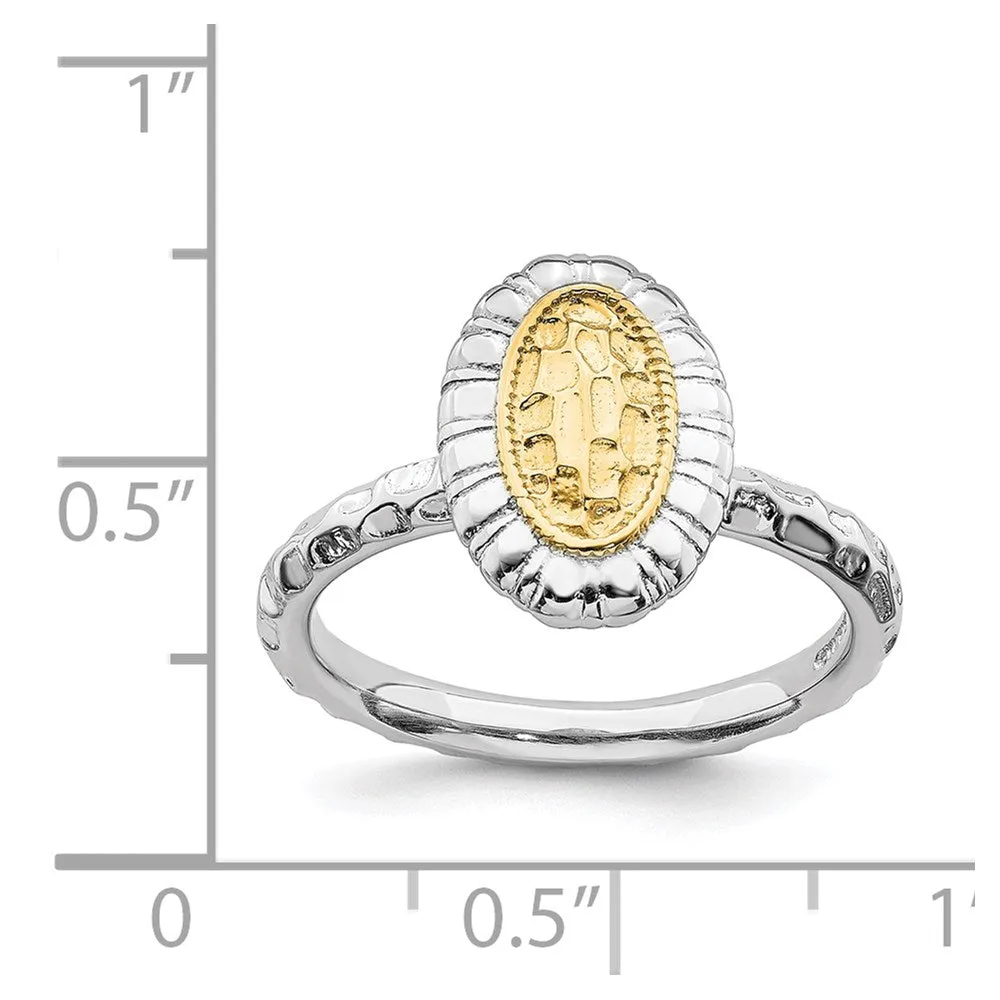 Sterling Silver Stackable Expressions Gold-plated Oval Ring | QSK1607