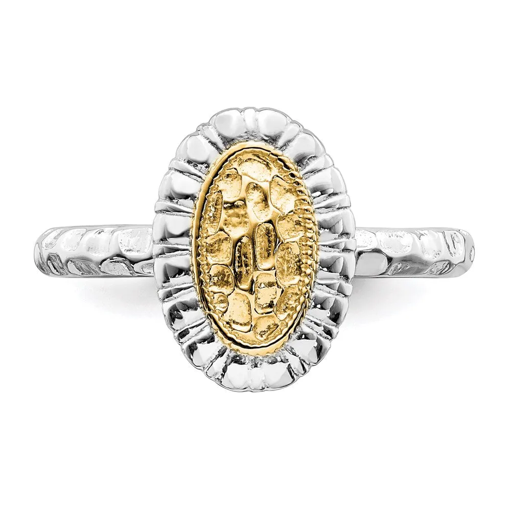 Sterling Silver Stackable Expressions Gold-plated Oval Ring | QSK1607