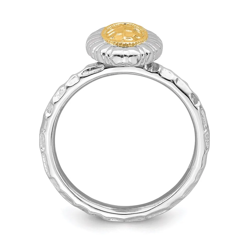 Sterling Silver Stackable Expressions Gold-plated Oval Ring | QSK1607