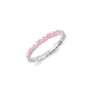 Sterling Silver Stackable Expressions Pink Enameled Ring | QSK1142