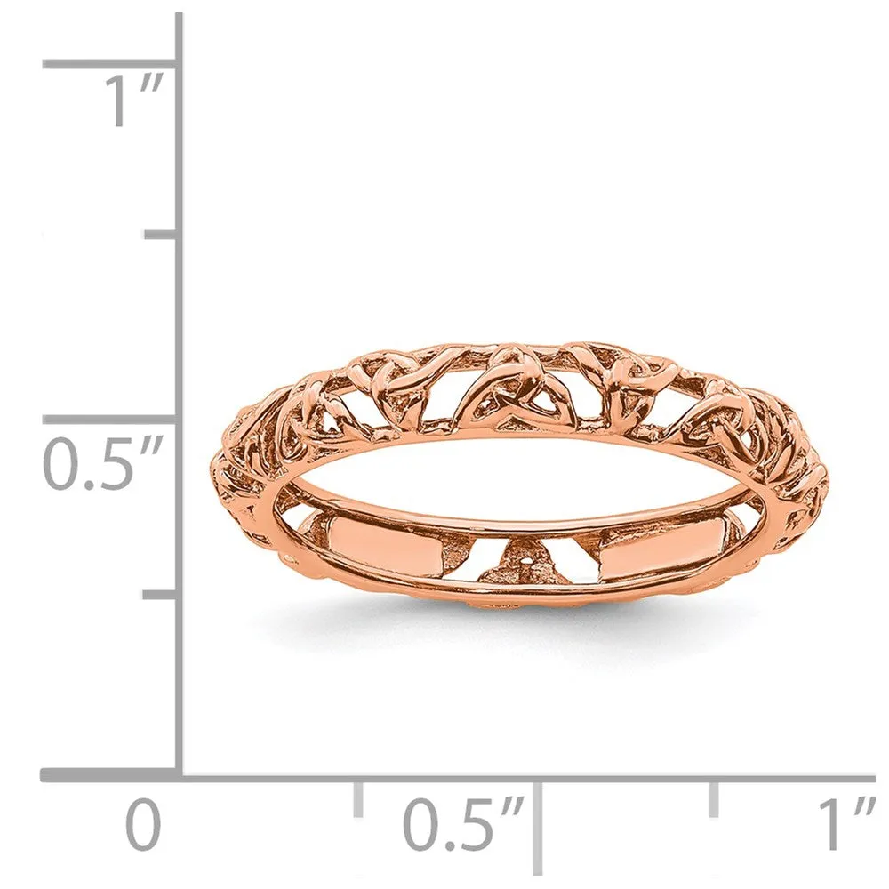 Sterling Silver Stackable Expressions Pink-plated Celtic Knot Ring | QSK2008