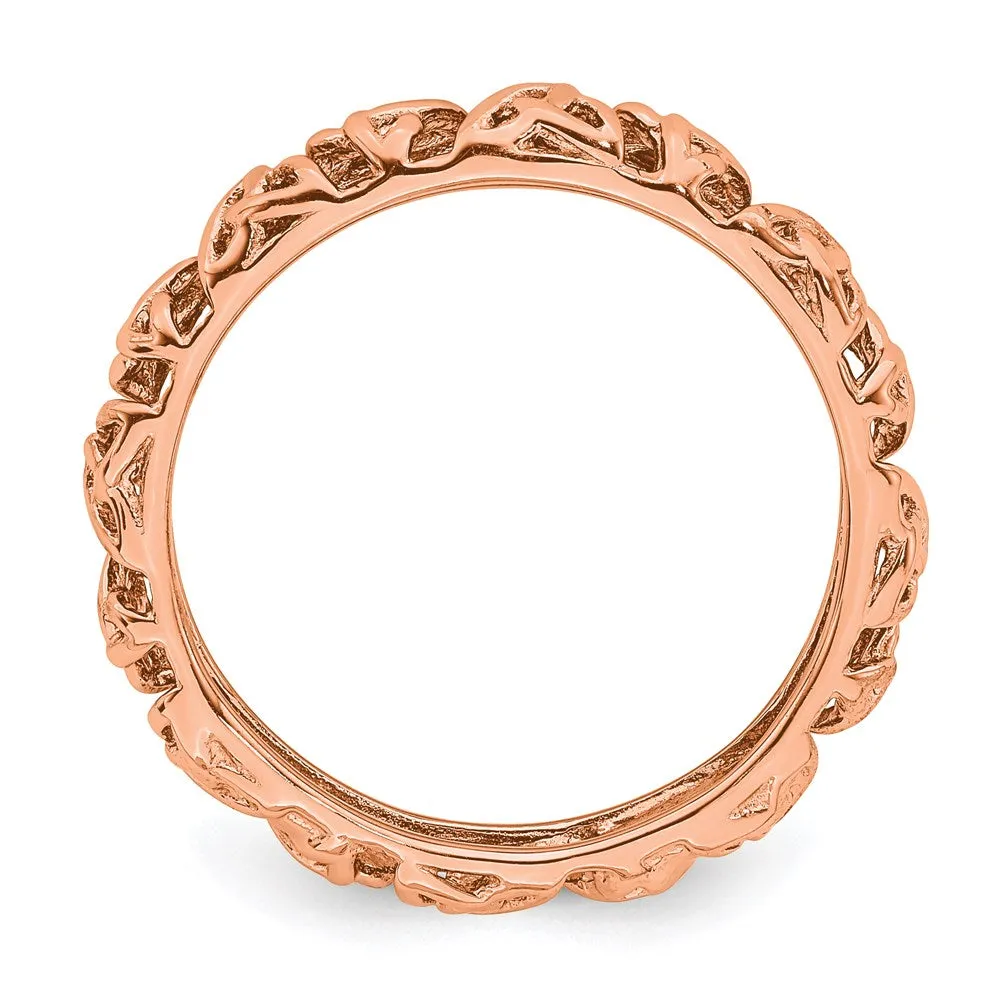 Sterling Silver Stackable Expressions Pink-plated Celtic Knot Ring | QSK2008